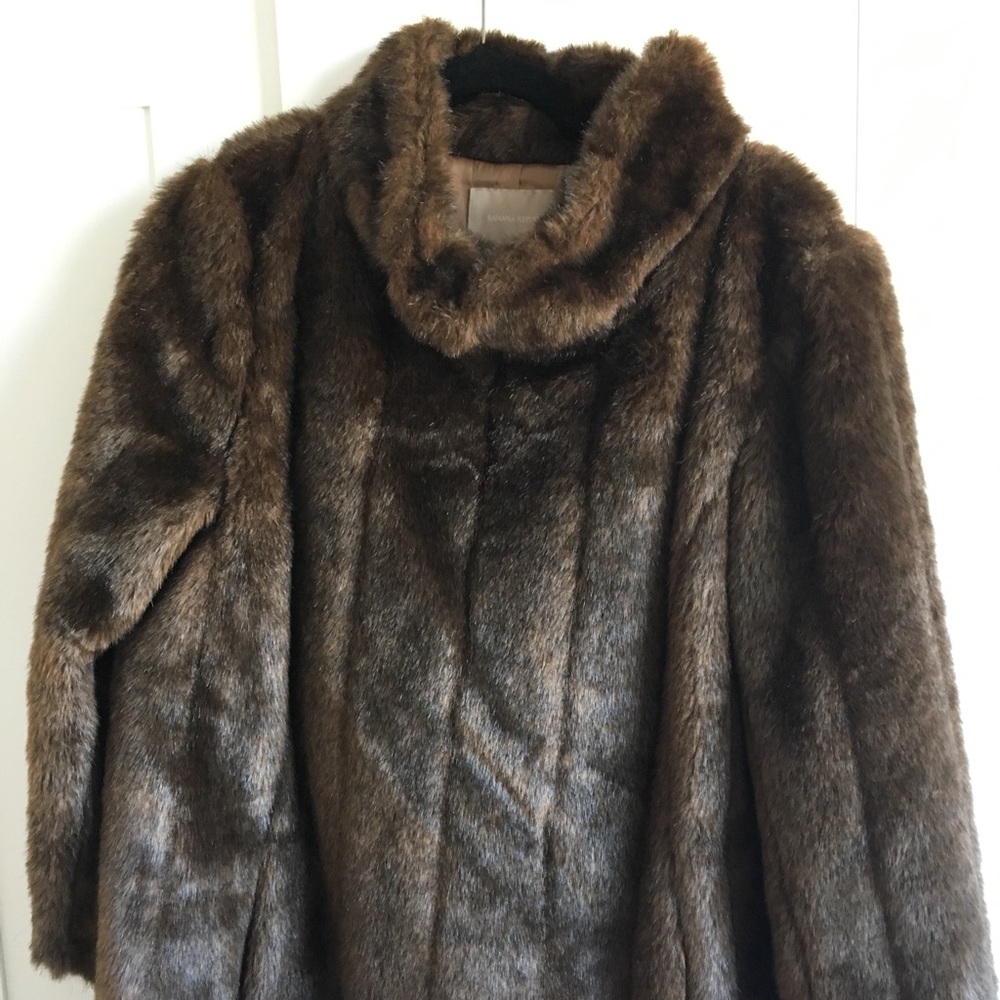 Brown pull over faux fur jacket